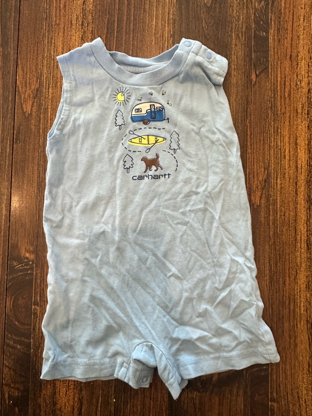 Carhartt Light Blue Kids' Short-Sleeve Tee with Camper Graphic